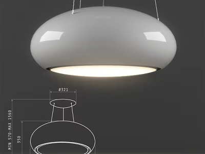 Minimalist White Round Pendant Light For Modern Interior With Sleek Glossy Finish And Soft Glow 3d model