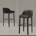 Modern Leather Bar Stools In Black And Brown With Dark Legs