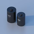 Black Cylindrical Storage Containers With Flour And Sugar Labels For Kitchen Household Use