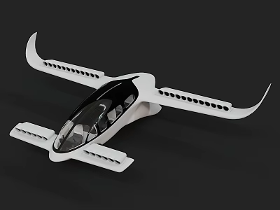 Futuristic Passenger Aircraft With Sleek Aerodynamic Design Unique Wing Structure And Black White Color Scheme 3d model