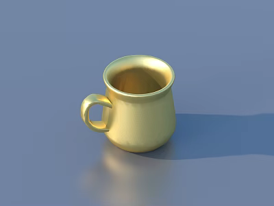 Shiny Golden Cup Placed On Smooth Blue Background With Soft Shadow 3d model