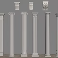 European Roman Column European Column Carved Column Head Combination Simple European Column 3d model