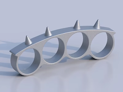 Metal Brass Knuckles Weapon With Sharp Spikes Four Finger Rings And Silver Smooth Surface 3d model