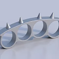 Metal Brass Knuckles Weapon With Sharp Spikes Four Finger Rings And Silver Smooth Surface
