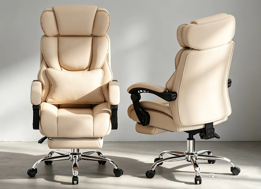 Ergonomic Leather Office Chair High Back Adjustable Recline Swivel Base Comfortable Armrests 3d model 