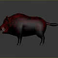 Game Movie Character Red Boar with Dark Red Fur and Sharp Tusks 3D Render