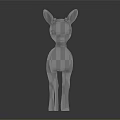 Adorable Pink Fawn Toy With White Spots Standing On Black Surface And Reflection