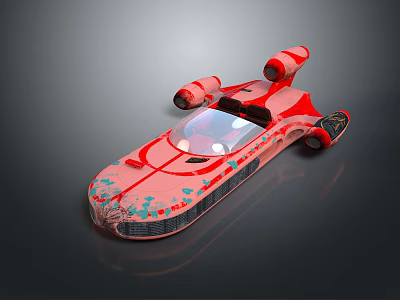 Futuristic Red Sleek Interstellar Spacecraft With Cockpit Dual Engines And Aerodynamic Design 3d model