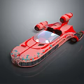 Futuristic Red Sleek Interstellar Spacecraft With Cockpit Dual Engines And Aerodynamic Design