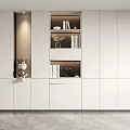 Elegant Modern White Bookcase Design With Multiple Compartments And Decorations And Books