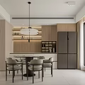 Modern Minimalist Living Dining Room Interior With Beige Walls L shaped Sofa And Artwork