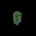 Green Post Box With Chinese Characters And Purple Base Design