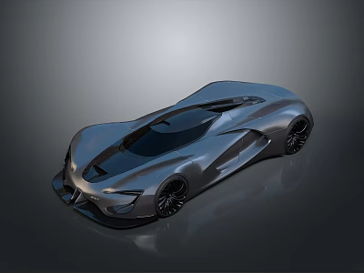 Sleek Silver Concept Sports Car With Aerodynamic Body And Black Wheels 3d model