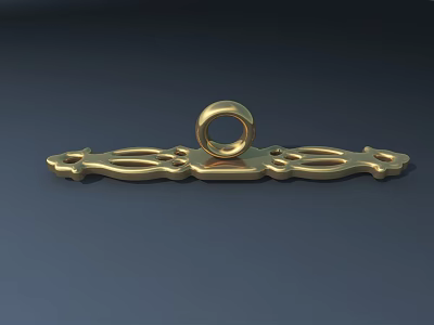 Intricate Gold Sculpture Carving with Circular Ring and Decorative Bar Design 3d model