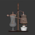Retro Electronic Coffee Maker With Copper And White Design For Modern Kitchen