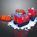 Red Tracked Utility Vehicle Operating On Snowy Terrain With Orange Rescue Equipment 3d model