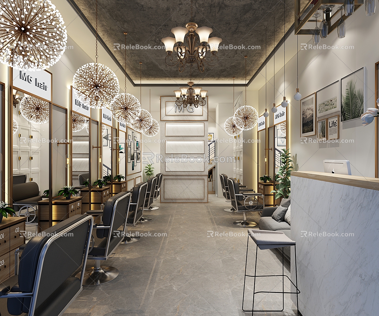 light industrial barber shop 3d model