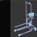 Industrial Equipment With Metal Frame Forks Rolling Wheels And Mechanical Handle