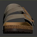 Comfortable Light Brown Sandals With Two Straps And Metal Buckles On Cork Sole