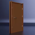 High Quality Brown Steel Fire Door With Metal Handle Lock And Reinforced Strips