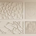 White Wall Decor With 3D Artistic Patterns Including Floral Circular Branch And Human Silhouette Designs