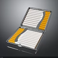Open Pill Box Organizer With Orange And White Medicine Compartments