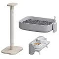 Pet Supplies Featuring Cat Scratching Post Litter Box And Bowls