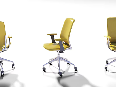 Yellow Modern Ergonomic Office Chair With Adjustable Arms And Rolling Base 3d model