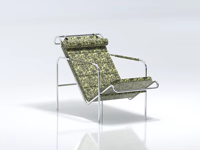 Modern Leisure Chair With Sleek Metal Frame And Patterned Fabric Upholstery 3d model