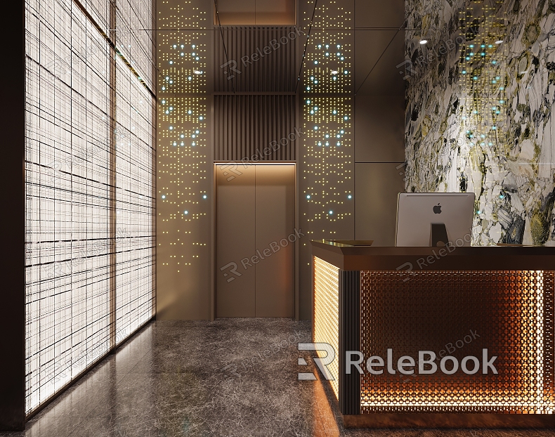 Light Luxury Hotel Elevator Hall model