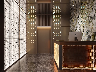 Light Luxury Hotel Elevator Hall model