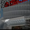 Modern Commercial Street With Tall Buildings Glass Curtain Walls Plaza Pedestrians And Vehicles