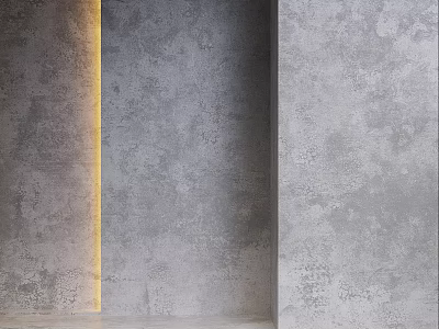 Modern Concrete Wall Component With Gray Texture And Yellow Light Strip 3d model