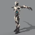 Game Movie Character Futuristic Robot With White Black Armor Extended Arms