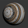 Colorful Striped Sphere With Metallic Texture And Reflection On Dark Background