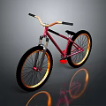 Stylish Red Bicycle With Gold Rimmed Wheels Black Handlebars And Shiny Reflection