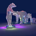 Colorful Glowing Low Poly Bear And Fox Animal Sculptures Design