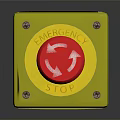 Yellow Emergency Stop Button With Red Rotating Knob And CE Mark