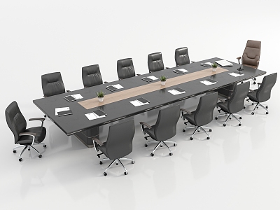 Modern Conference Table and Chair Conference Table and Chair Combination 3d model