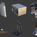 Essential Modern Kitchen Appliances With Microwave Coffee Machine Blender And Knife Block 3d model