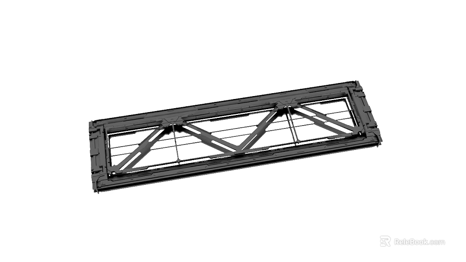 Sturdy Black Metal Frame Structure With Cross Beams And Rectangular Shape 3d model 