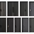 Modern Black Security Doors With Various Designs And Secure Locks 3d model
