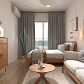 Cozy Apartment Living Space With Wooden Furniture And Art Decor
