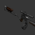Tactical Weapon Rifle With Wooden Stock Metal Scope And Barrel Parts
