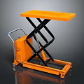 Orange Hydraulic Lift Platform Cart With Sturdy Metal Frame And Wheels