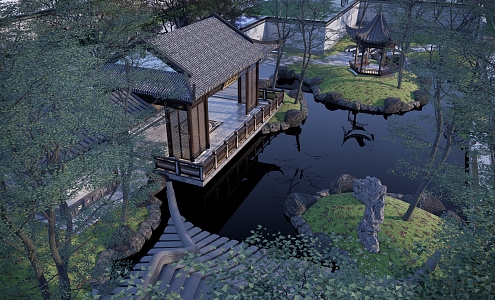 Suzhou Gardens Chinese Pavilion 3d model