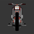 Red Futuristic Motorcycle With Silver Frame Red Seat Black Tires And Surface Reflection