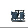 Industrial Equipment Featuring Blue Storage Tanks With Pipes And Metal Frames On Black Background