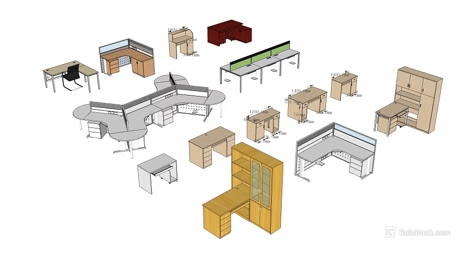 Modern Office Desks With Various Designs And Functional Workspace Solutions 3d model 