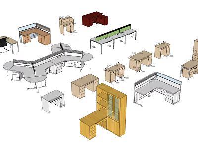 Modern Office Desks With Various Designs And Functional Workspace Solutions 3d model